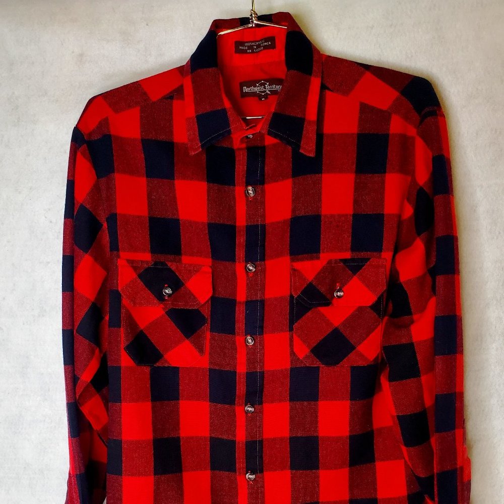 Ladies' Northwest Territory Buffalo Check Plaid Shirt Red & Black sz; M